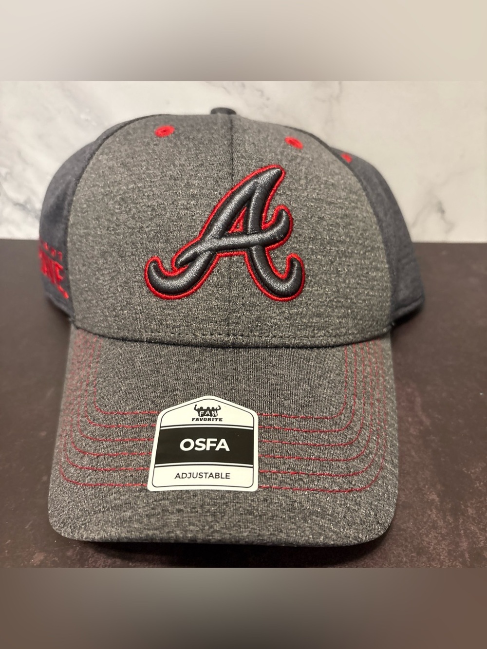 Atlanta Braves Grey/Red Embroidered Baseball Hat